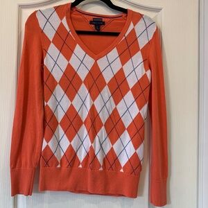 Tommy Hilfiger Argyle V-Neck Cotton Sweater | Small  Preppy